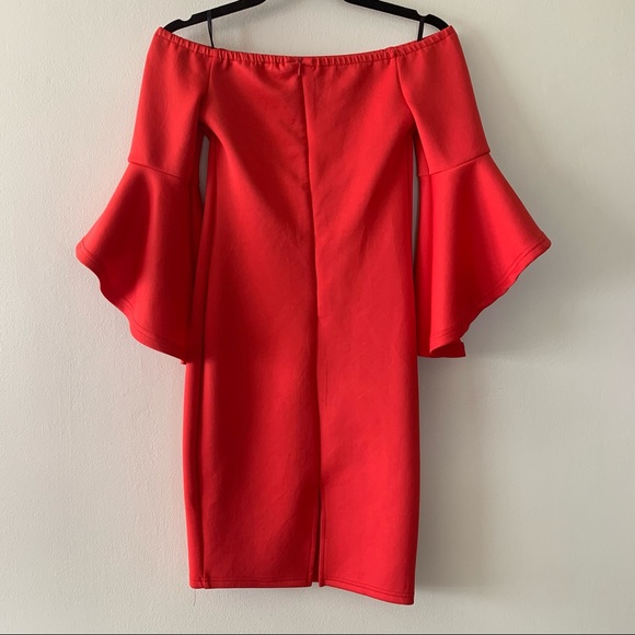 Trumpet Sleeves Classy Off Shoulders Dress - Picture 6 of 8